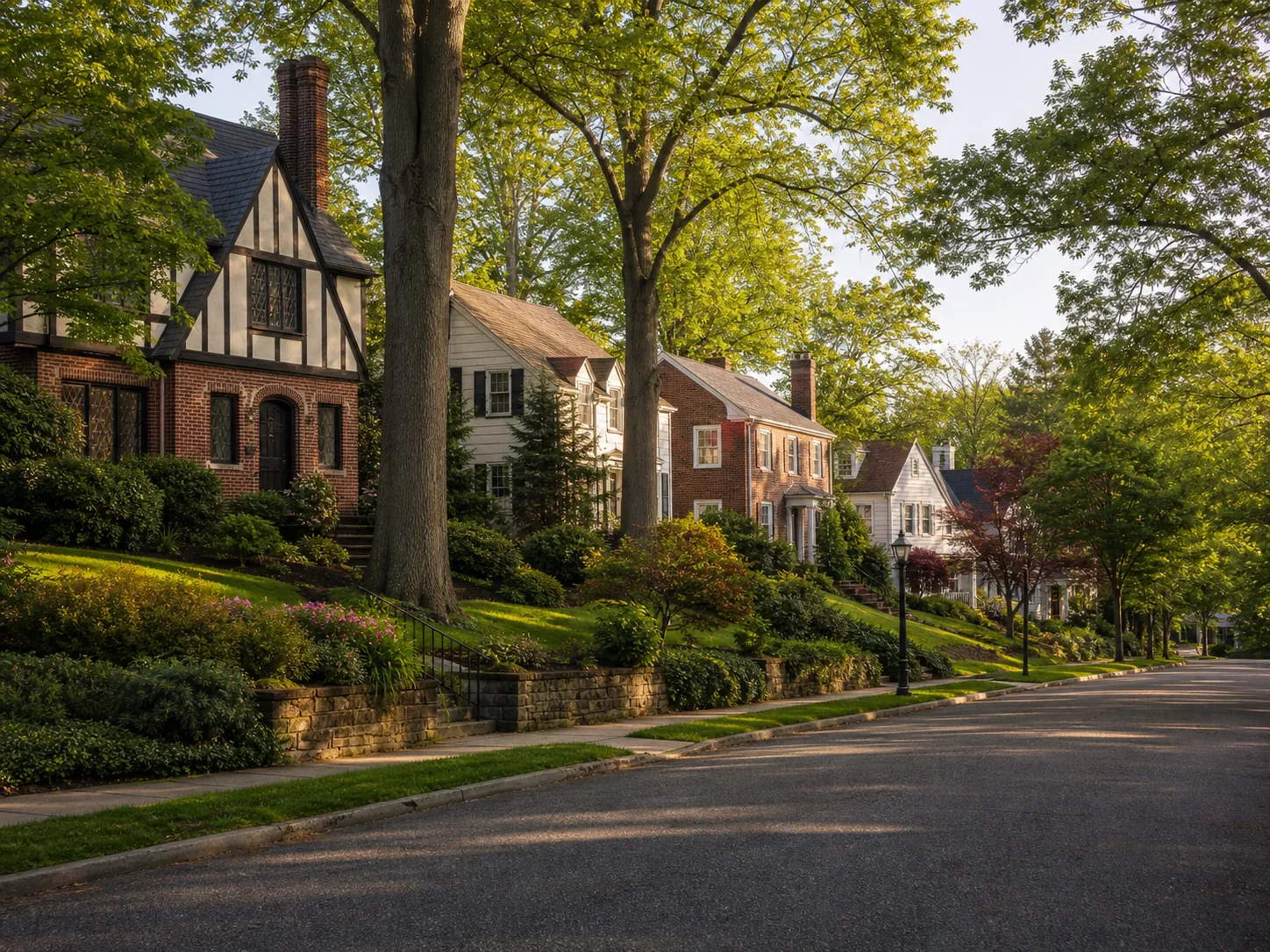 Residential street in Bergen and Essex counties