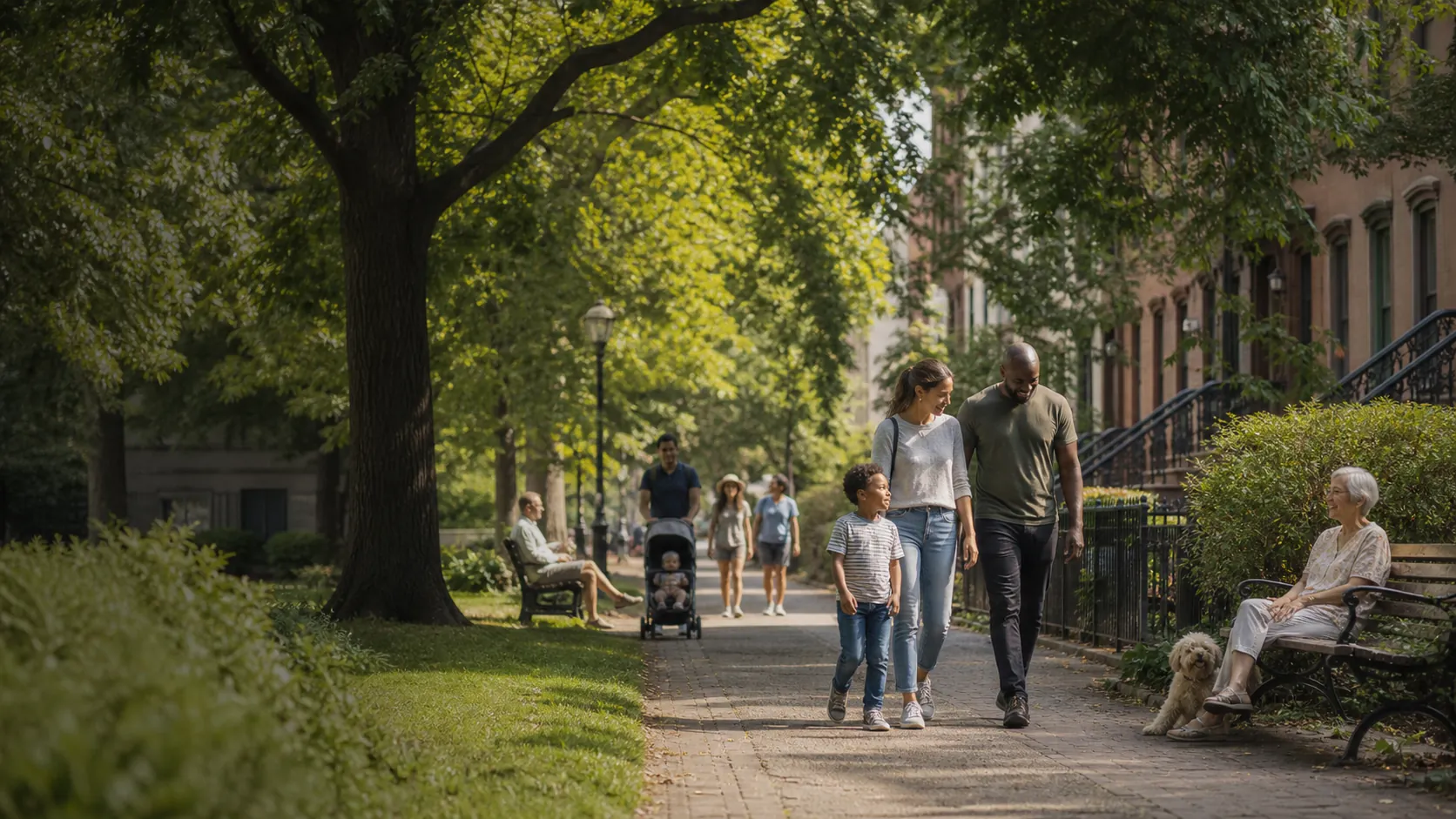 A diverse community enjoying a Jersey City neighborhood park